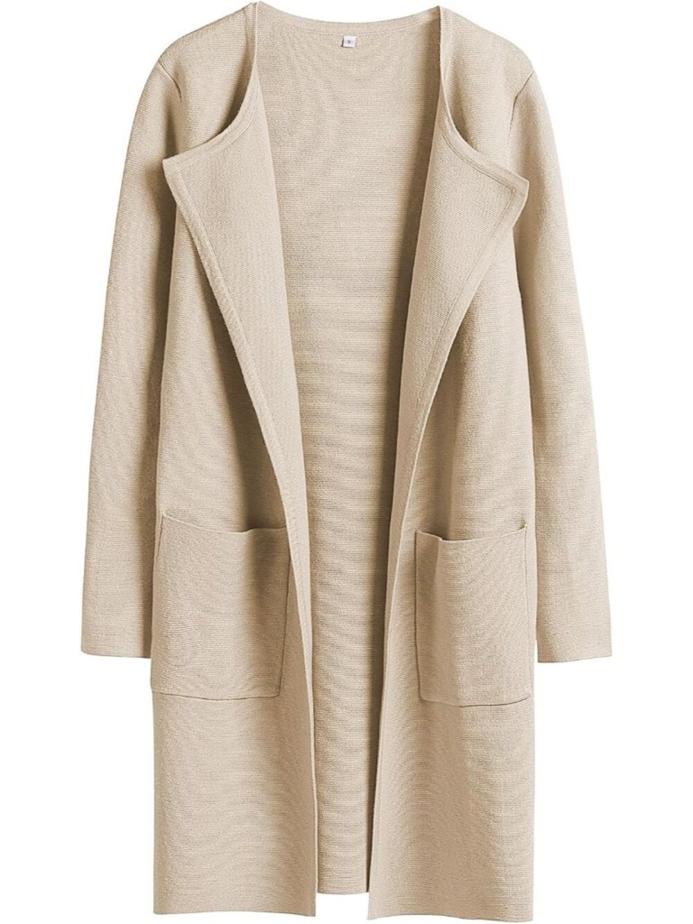 Women's Gray Blue Long Sleeve Open Front Mid Length Soft Cardigan Sweater Coat